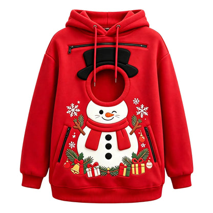 Pet Carrier Hoodie Men And Women Matching Christmas Funny And Cute Pattern Pet Pocket Hooded Sweatshirt