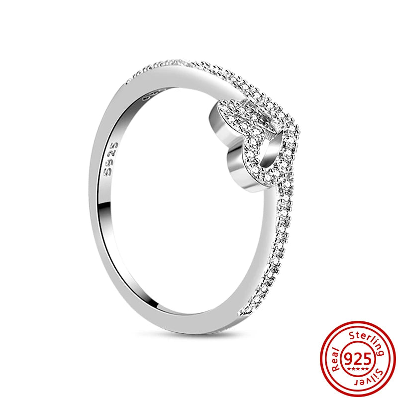 New 925 Sterling Silver Shiny Classic Square Crown Heart-shaped Ring Exquisite Luxury Charm Jewelry Holiday Surprise Gifts