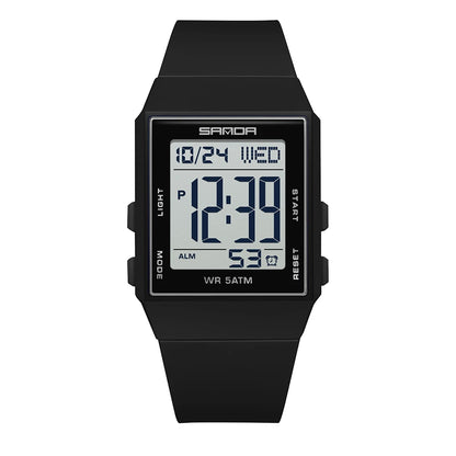 SANDA Woman Fashion Watches Fashion Sports Watch Silicone Strap 3ATM Waterproof Time Display Women's LED Digital Watch Gift