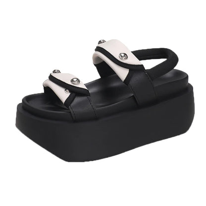 Women Leisure Chunky Platform Sandals Peep Toe High Heels New Gladiator Slippers Woman Trendy Summer Beach Leather Sneakers 8CM