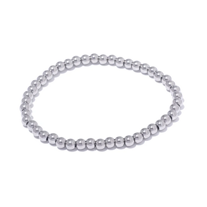Yhpup 3/4/5/6 MM Stainless Steel Beads Daily Handmade Elastic Bracelet Bangle Waterproof Wrist Wholesale Gold Color Jewelry Men
