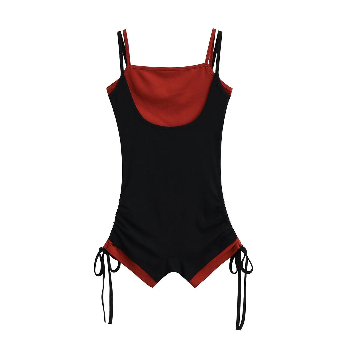 American Style Street Hot Girl Sexy Suspender Jumpsuit Shorts Color Blocked Fake Two-piece Design Sense Fitness Yoga Jumpsuit