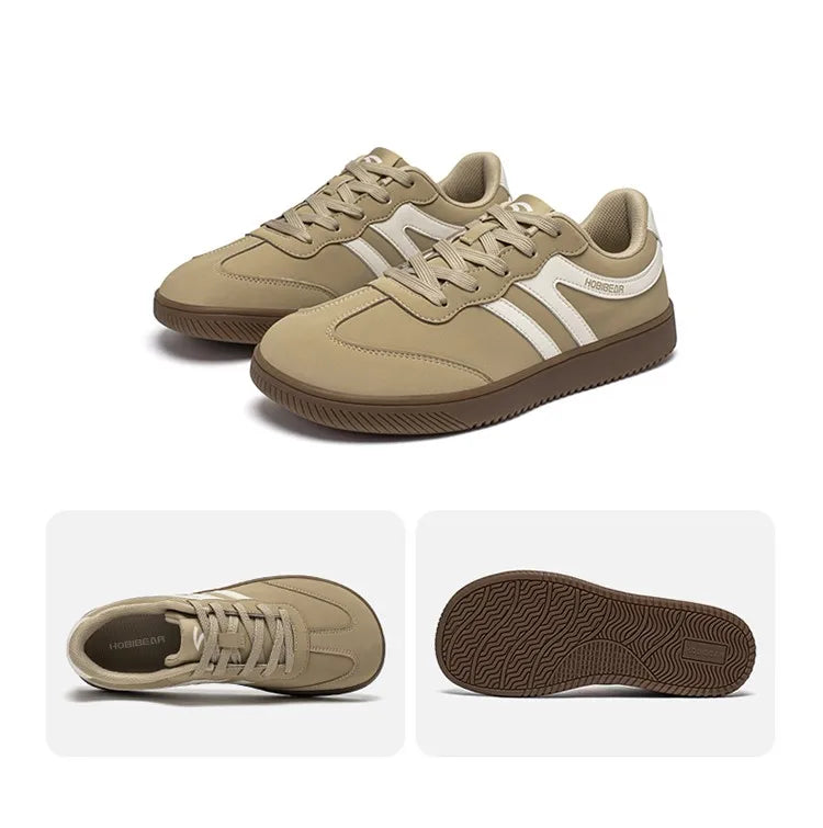 HOBIBEAR Unisex Wide Toe Shoes Artificial Leather Sneakers Casual Lace Up Retro Fashion Shoes for Women Men