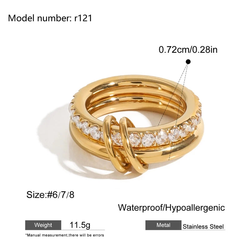 2026 Simple Stainless Steel Rings For Women Gold Color Smooth Geometric Open Rings Arc Rings Diamonds Jewellery Ring Gift