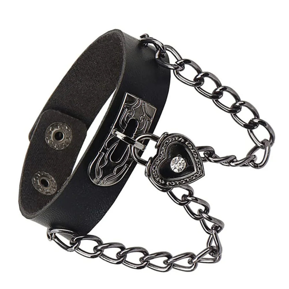 80s Black Round Square Gothic Spike Bracelet Punk Rock Bracelet Studded Faux Leather Bracelet for Men Women
