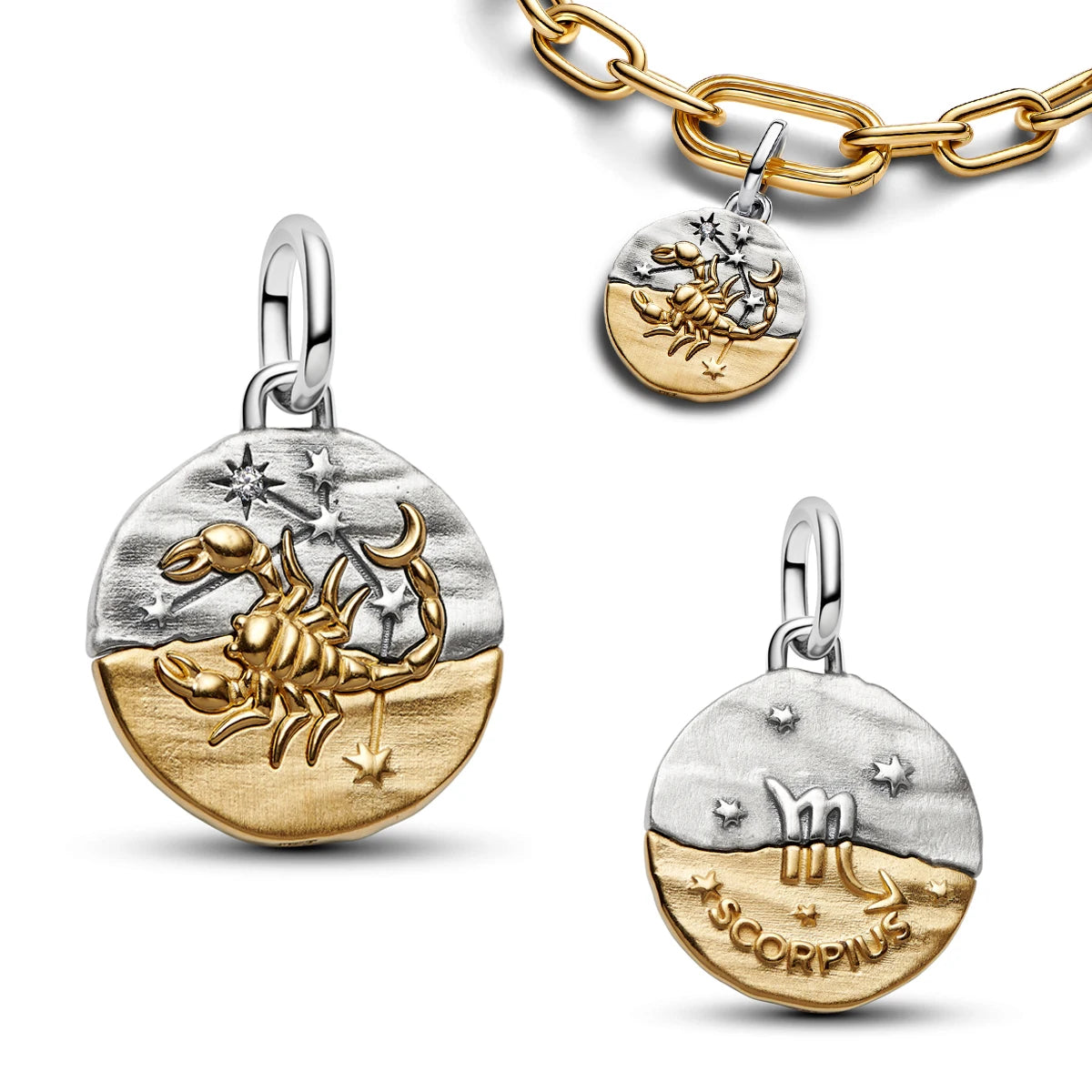 925 Sterling Silver Zodiac Coin Charms 12 Constellation Coin Pendant Crystal Lucky Amulet Beads Bracelet Necklace DIY Jewelry