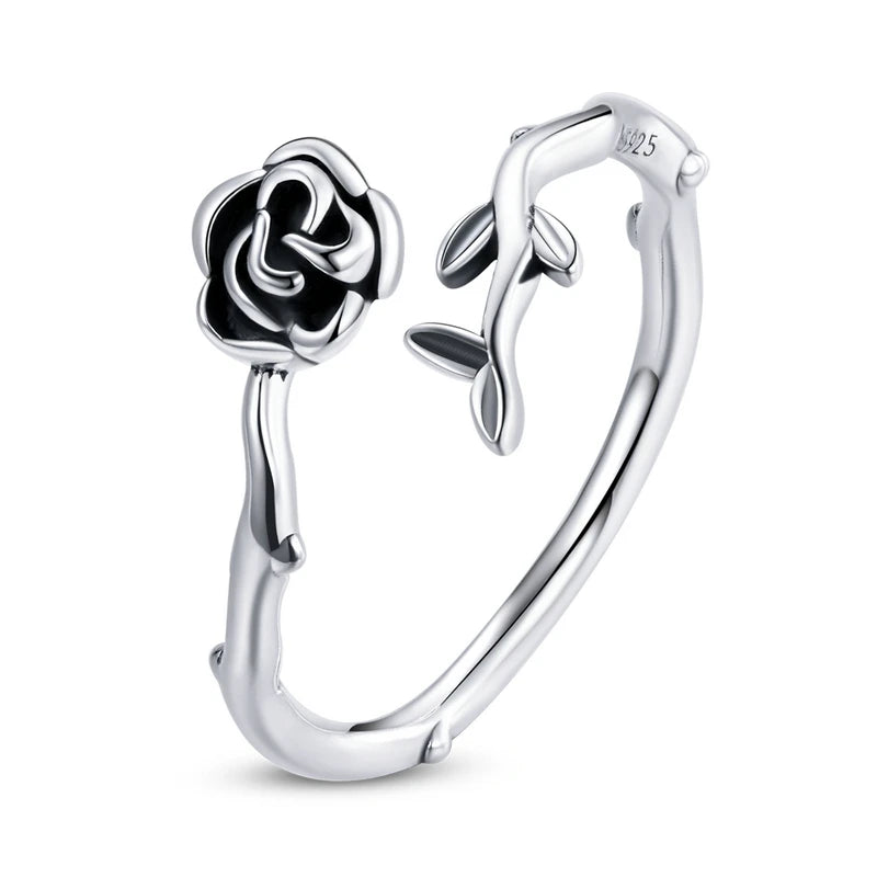 WOSTU 925 Sterling Silver Pet Cat Stackable opening Ring For Women Snake Dog Adjustable rings Fine Jewelry Party Birthday Gift