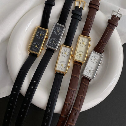 GEDI Elegant Women's Watches Creative Dual-Time Zone Business Quality Leather Strap Watch Waterproof Gift for Ladies