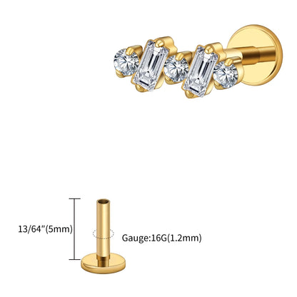 Right Grand ASTM F136 Titanium 16G Baguette CZ Climber Stud Earring Cluster Cartilage Helix Labret Stud Piercing Body Jewelry
