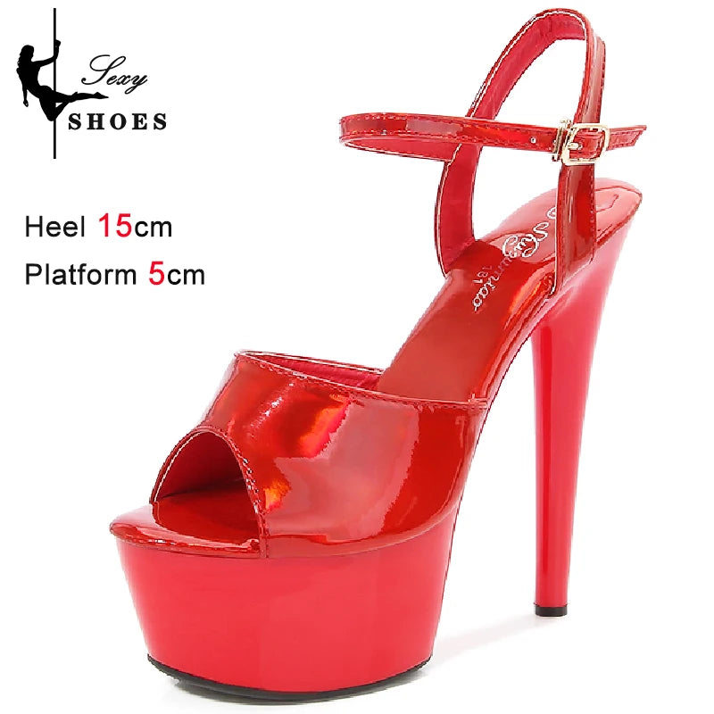 New 20CM/8Inch High Heels Dance Shoes Sandals Women Summer New 2023 Buckle Strap Platform Club Stiletto Gladiator Stripper Heels