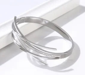 Stainless Steel With Zirconia Bracelet Bangle Simple Jewelry