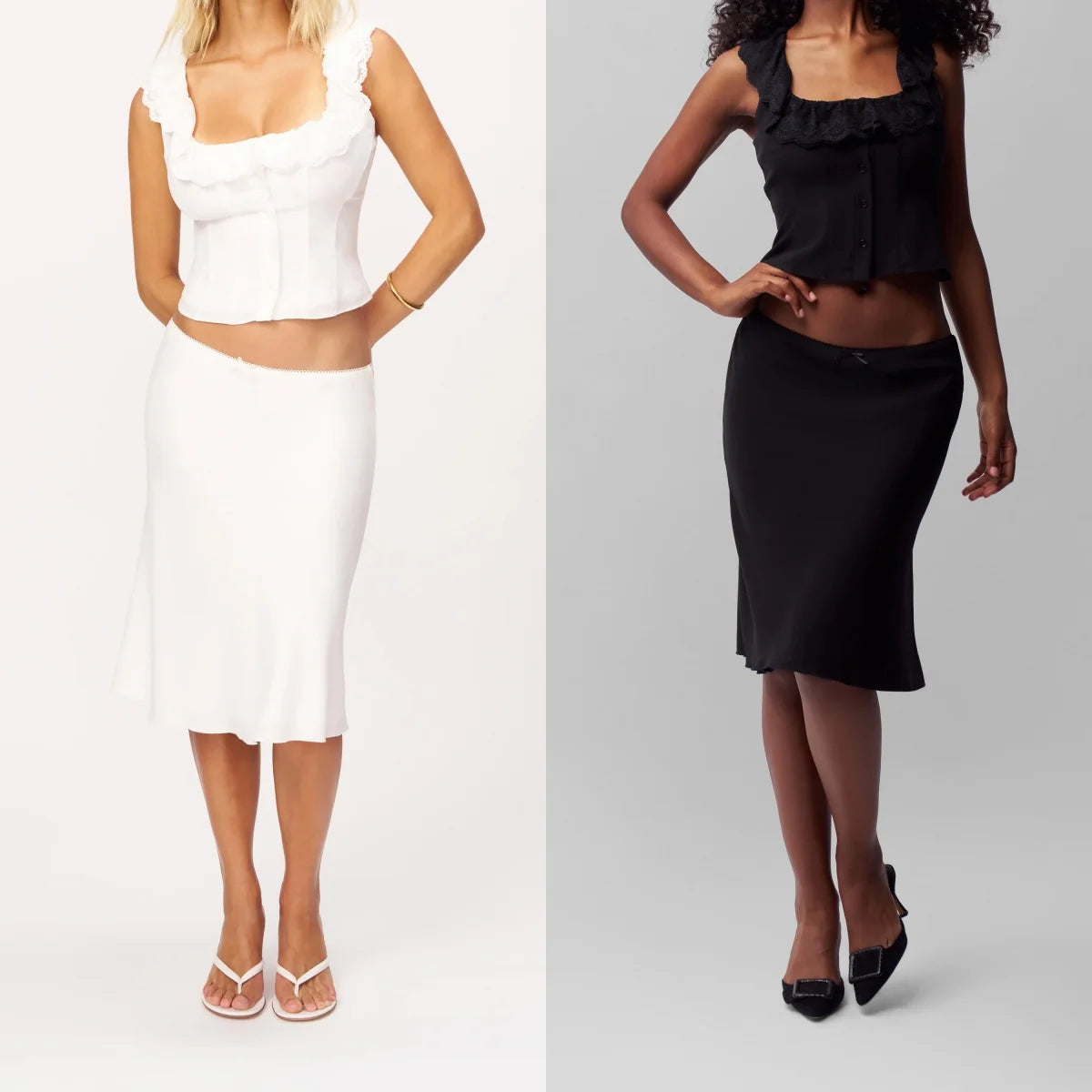 Women's Lace-Trim Bow-Detail Skirt