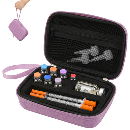 Insulin Vial Case 3ml 30ml Portable Medicine Organizer EVA Oxford Storage Box With Foam Slots For Travel Fridge Storage