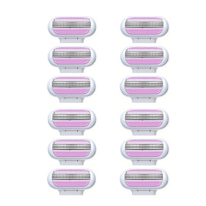Women Razor 1 Handle 3 Cartridges Stainless Steel Blade Rubber Handle Reusable Body Hair Remove Razor Blade