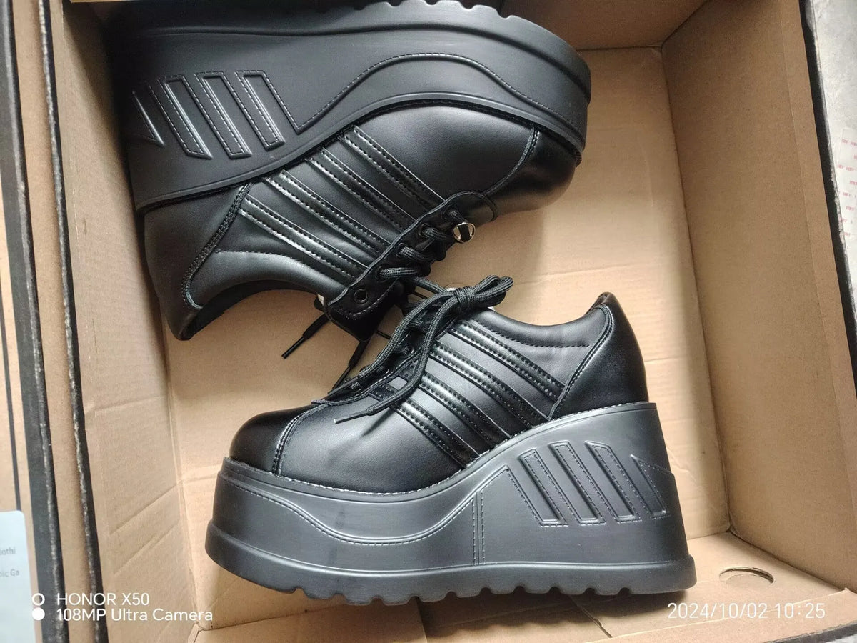 2025 Demonia Women Same Platform Goth Punk Style Lace-up Big Head Muffin Bottom Subcultural Small Leather Shoes
