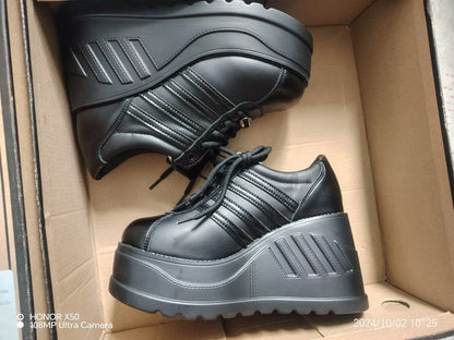 2025 Demonia Women Same Platform Goth Punk Style Lace-up Big Head Muffin Bottom Subcultural Small Leather Shoes