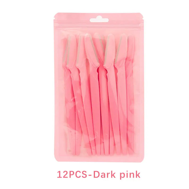 12/25/60Pcs Eyebrow And Facial Razors Eye Brow Trimmer With Safety Cover Face Hair Removal Tool Shaver Blade Brows Shaping Knife