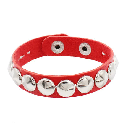 Fashion Punk Rivet Chain Bracelet Spike Leather Rock Style Metal Bracelet Wristbands Unisex Leather Bracelet