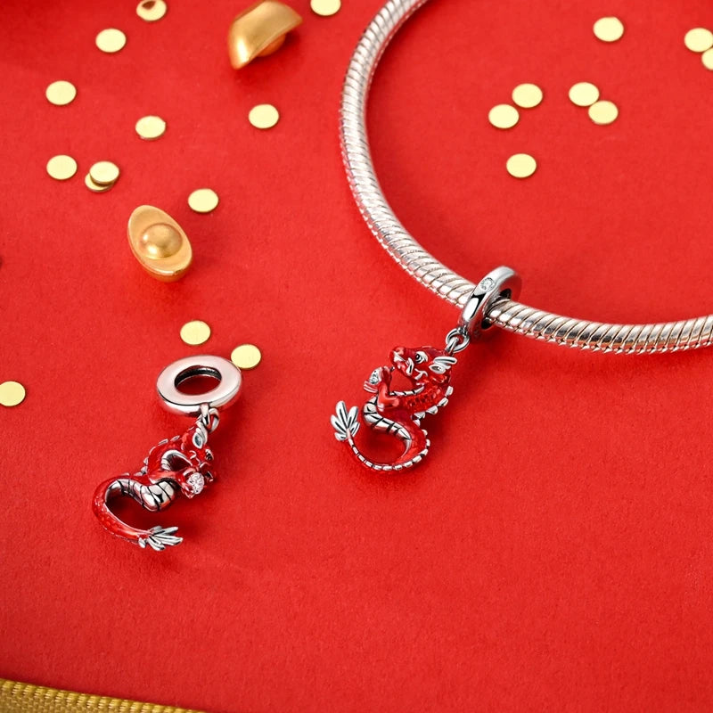 MULA 925 Sterling Silver Dinosaur Charms Pendant Beads Fit Original Pan Snake Chain Bracelet DIY For Women Jewelry Gift