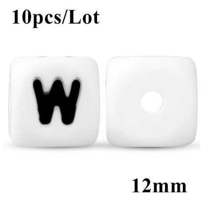 Kovict 10~50Pcs/Lot Silicone Letters Bead 12mm English Alphabet Beads For Jewelry Making DIY Personalized Name Chain Accessories