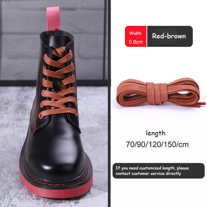 1 Pair Shoelaces 0.8 CM Waxed Cotton Width Flat Waterproof Shoe Laces Unisex Boots Casual Sneakers Shoelace Leather Shoe Lace
