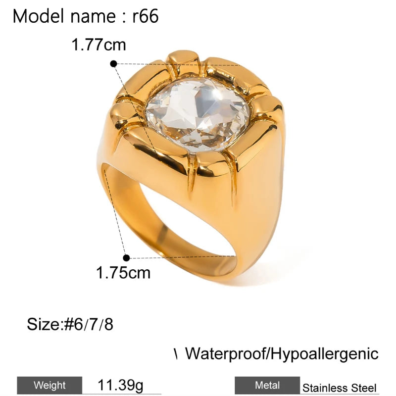 2026 Simple Stainless Steel Rings For Women Gold Color Smooth Geometric Open Rings Arc Rings Diamonds Jewellery Ring Gift