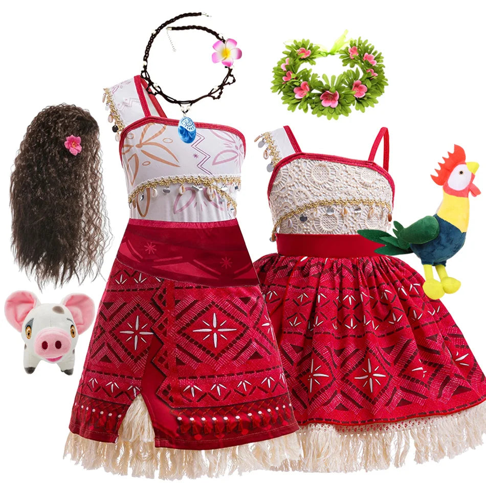 New Movie Girl Dress 2026 Halloween Party Ocean Adventure Costume Princess Clothes Children Vaiana Outfit Dress