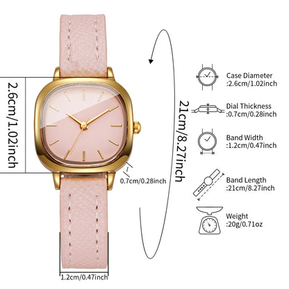 Elegant Square Women Quartz Watch Casual Leather Strap Ladies Analog Dress Wristwatches Relogio Feminino（Without Box）