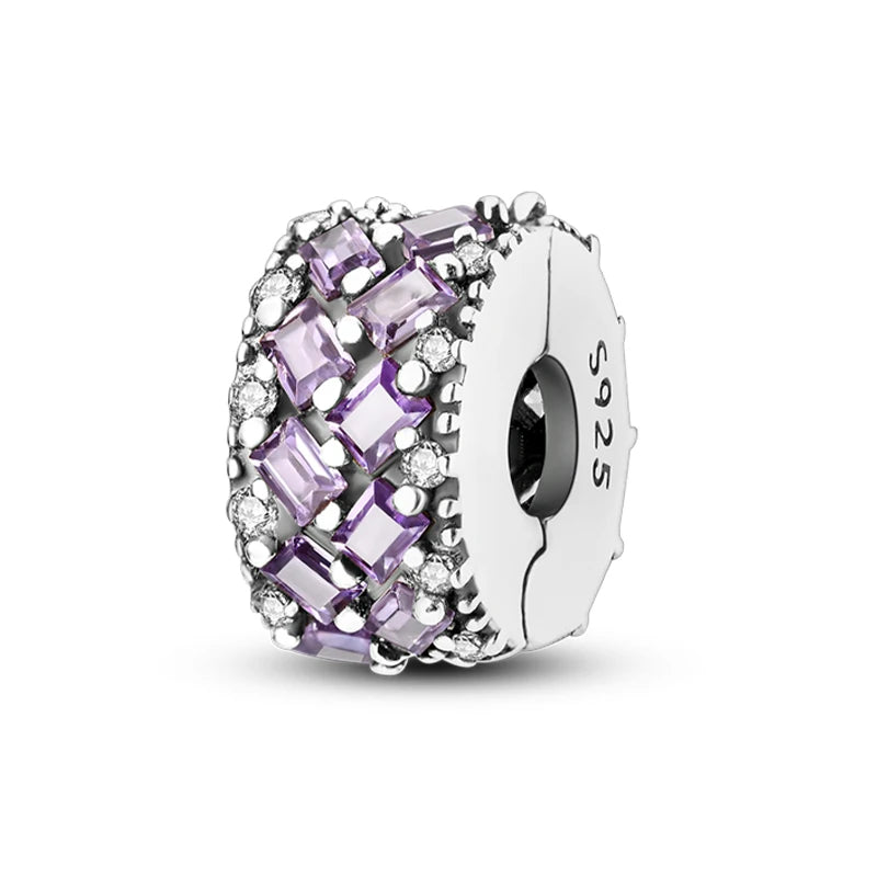 Original 925 Sterling Silver Clip Charm Inlaid Zircon Cat Butterfly Charm Silicone Spacer Beads For Women Bracelet DIY Jewelry