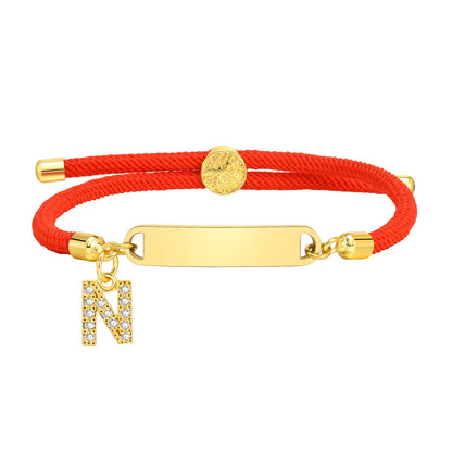 Custom Initial Letter Name Bracelet for Little Girl Boy, Personalised Birththday Gift, Red Thread Rope Bracelet Adjustable