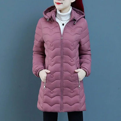 Winter Down Cotton Jacket Thick Warm Parkas Women Hooded Coat Long Sleeve Casual Overcoat Cotton-padded Jacket Female Outerwear