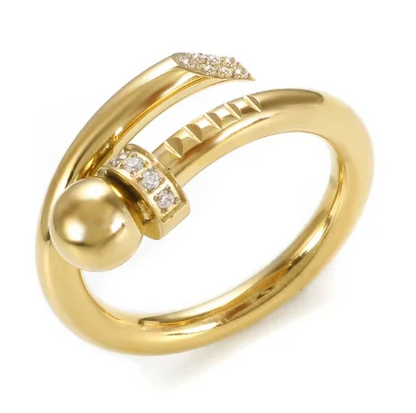 Crystal High End Non Tarnish Fashion Geometric Open Gold Plated Stainless Steel Rings for Women Wedding Ring Jewelry