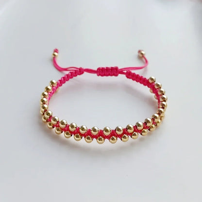 KKBEAD Handmade Braided Bracelet Jewelry for Women 4mm High Quality Gold Plated Beads Bracelets Bijoux Fashion Pulseras Femme