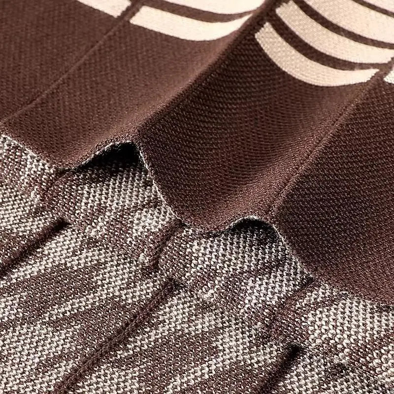 Autumn Winter New Plaid Printing Fashion Elastic Waist A-line Skirt Women High Street Casual Pleated Knitting Elegant Skirts