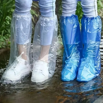 KKJOY 10Pcs Disposable Rain Shoe Covers Transparent Non Slip Waterproof Protectors Uses for Outdoor Wet Weather