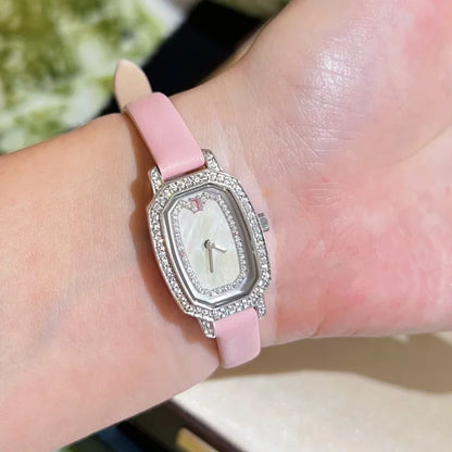 Cameo Pink Sweetheart Watch Alloy Material Synthetic Zircon Fashion Versatile Women's Exquisite Watches