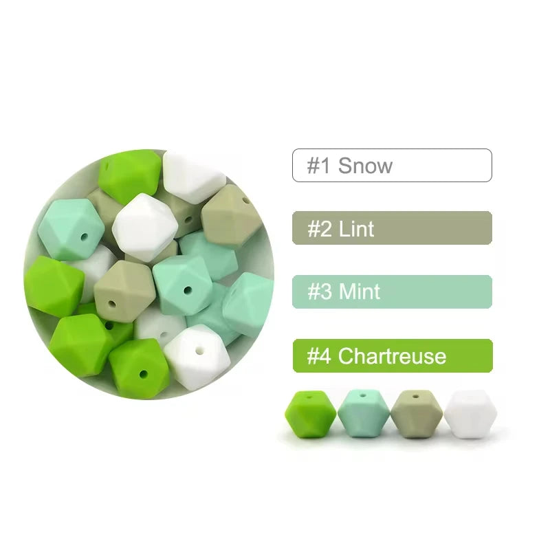 LOFCA 10pcs 14mm/ 17mm Hexagon Silicone Beads  For Jewelry Making Bulk DIY Necklace Pacifier Chain  Popular Jewelry Accessories