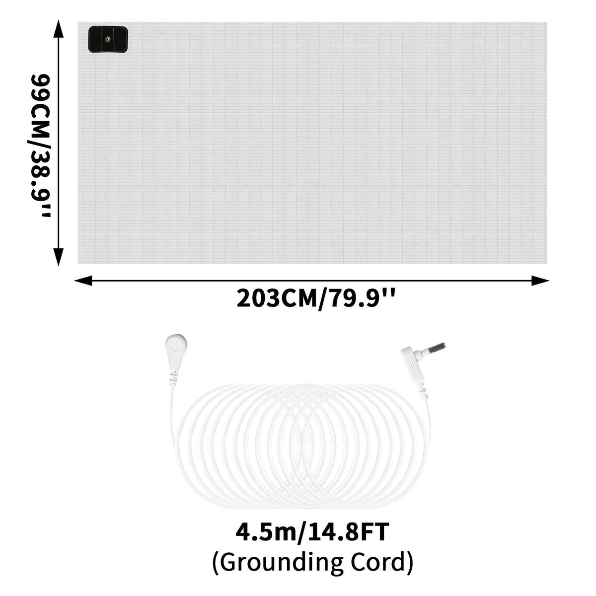Grounding Sheet with Grounding Cord Organic Cotton and 10% Silver Fiber Materials Natural Wellness Antistatic Release Stress