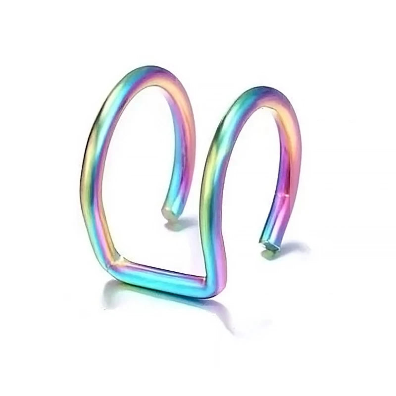 1pc Women Lips Rings Medical Titanium Steel Fake Nose Ring Septum Piercing Clip on Mouth Ring Fake Piercing Body Clip Hoop