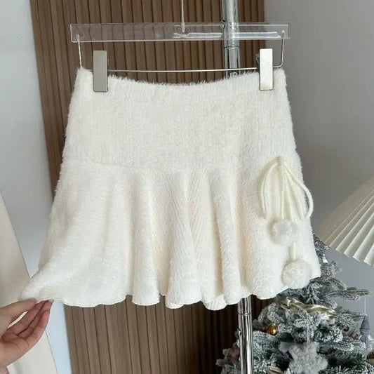 Women's White Lace-Up Mini Skirt