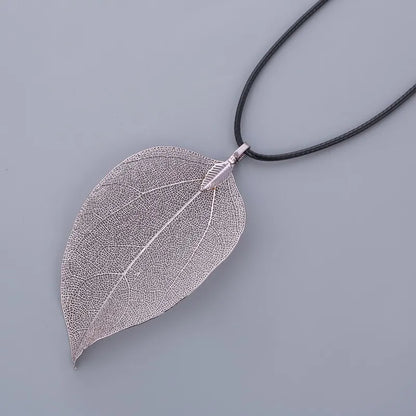Fashion Unique Natural Real Leaf Choker Pendant Necklace For Women True Leaves Shape Filigree Wedding Necklace Jewelry Gift