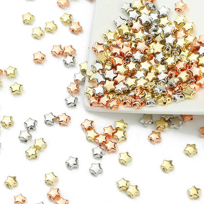 100-400pcs Gold Color Beads 4mm 6mm CCB Cube Crown Heart Pendant Star Spacer Loose Beads for Love Jewelry Making Bracelets DIY S