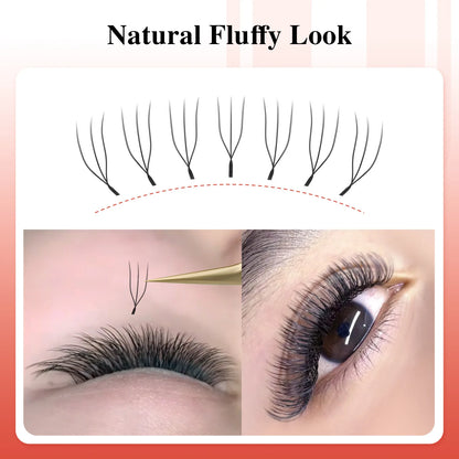NAGARAKU 2D 3D UU Lashes U Shape Eyelash Premium Soft YY Eyelashes Extension Makeup Mesh Net Cross Volume Eyelash