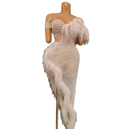 High End Ladies Formal Dress Sparkling Rhinestone Tubular Maxi Dress Sexy Birthday Dinner Dance Celebration Party Stage Costume