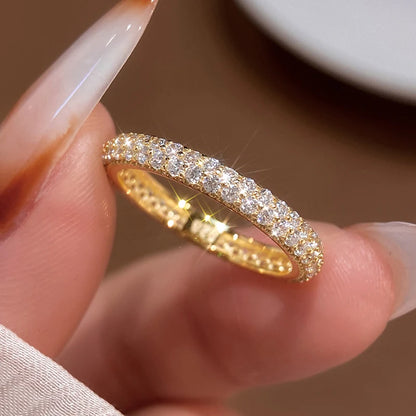 925 Sterling Silver Gorgeous Sparkling Double Layer Zircon Ring For Women Engagement Wedding Luxury High Quality Fine Jewelry