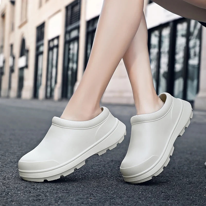 2025 Women Anti Slip Water Shoes Large EVA Chef Nurse Work Shoes Elegant Platform Sandals Garden Beach Waterproof Kitchen Shoes