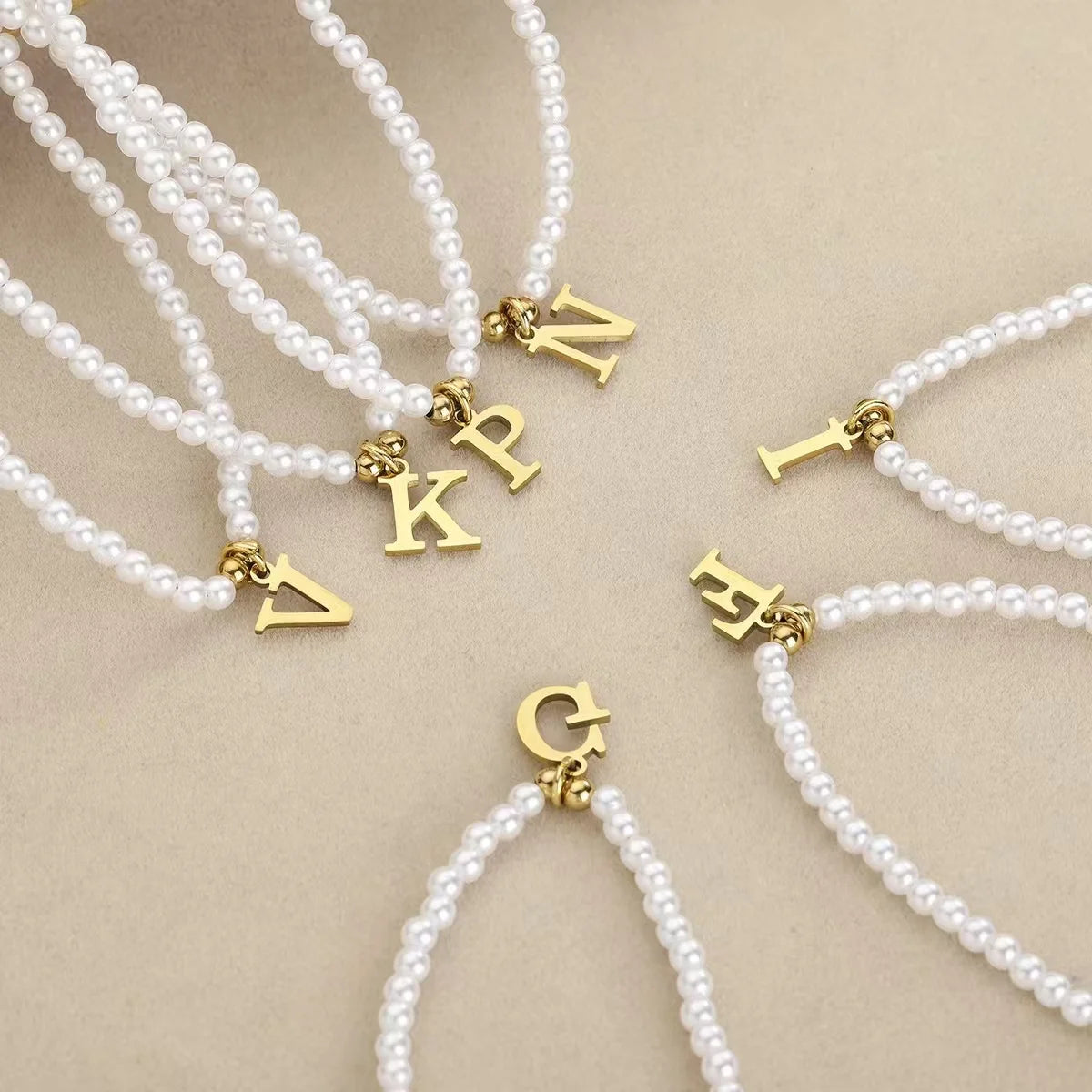 Murano Joias 26 Letters Stainless Steel Engraved Initial Old English Necklaces Custom Link
