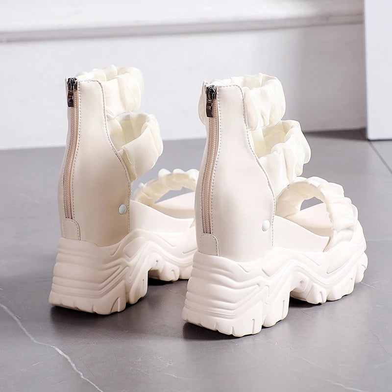 Women's Zip-Back Platform Wedge Sandals