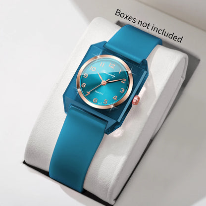 Elegant Square Women Quartz Watch Fashion Silicone Band Arabic Dial Ladies Wristwatches Relogio Feminino Clock (Without Box)