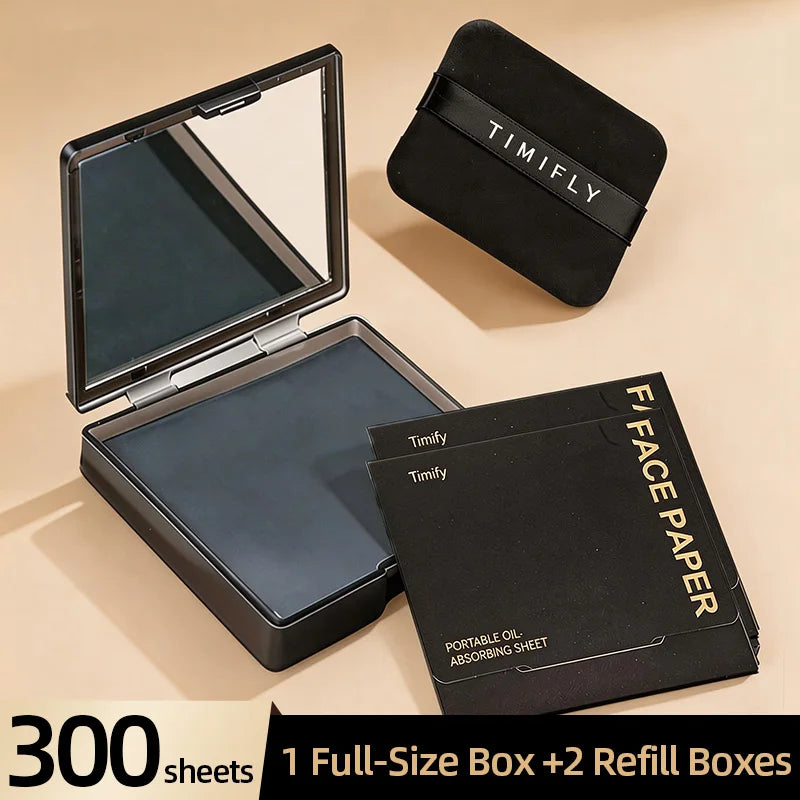 100Pcs Oil Blotting Paper Matting Face Oil Control Wipes Facial Oil Absorbing Sheet Portable Refillable Facial Blotter with Case